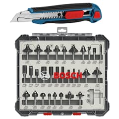 Bosch 30tlg. Fräser-Set Fräser Nutfräser Bündigfräser 8mm Schaft + Cutter-Messer