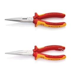 KNIPEX Flachrundzange mit Schneide VDE Storchschnabelzange, 2K-Griff