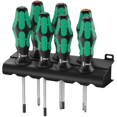 Wera 335/350/367/7 Schraubendrehersatz Kraftform Plus Lasertip + Rack, 7-teilig