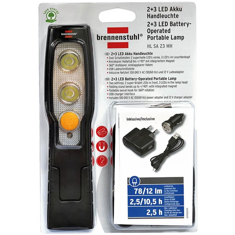 Brennenstuhl Akku LED Taschenlampe HL SA 23 MH Handlampe Handleuchte mit  Magnet Lefeld Werkzeug