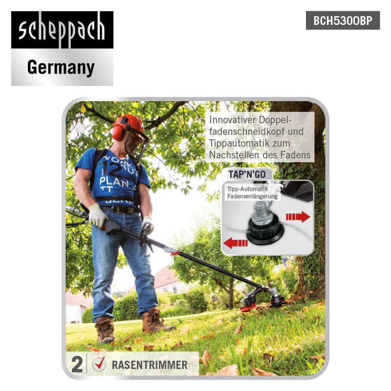 Scheppach 2in1 Backpack-Motorsense BCH5300BP Rasentrimmer Freischneider 51,7ccm 