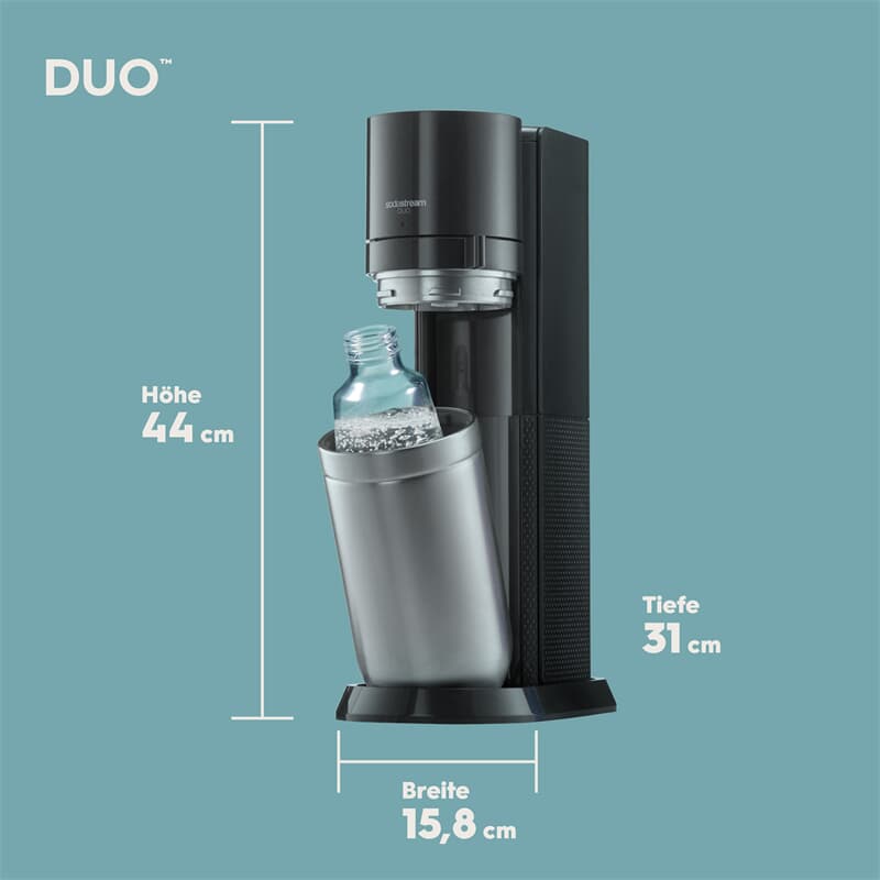 SodaStream Wassersprudler DUO Vorteilspack Titan mit 2 Karaffen & 1 PET- Flasche