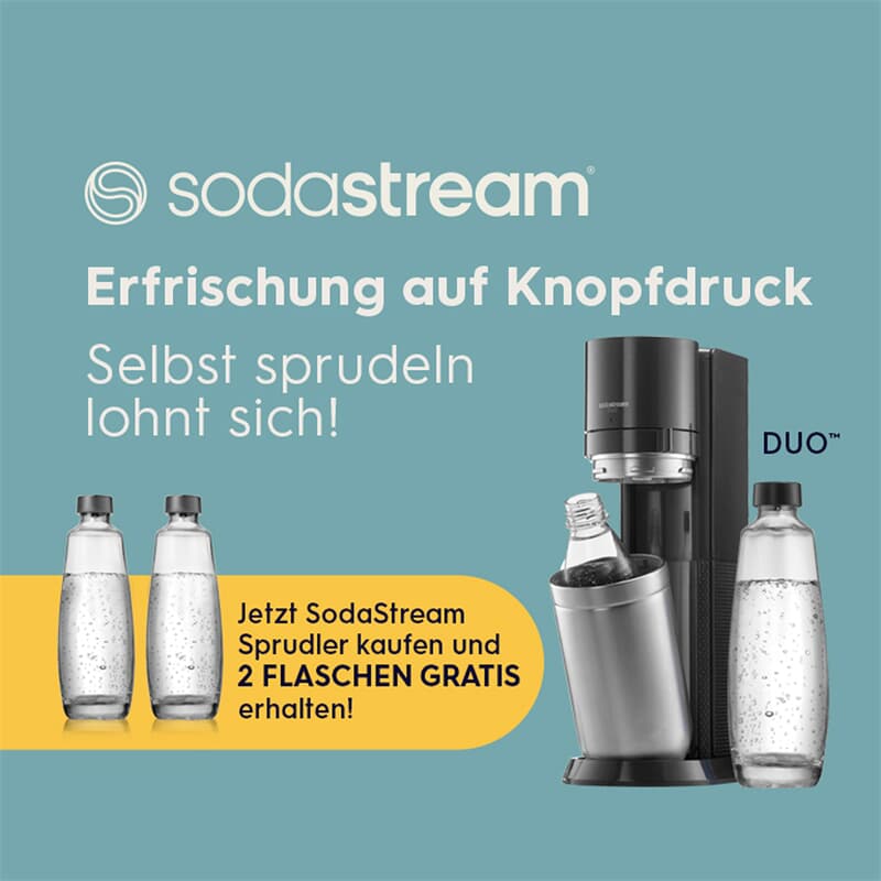 SodaStream Wassersprudler DUO Karaffen 2 Vorteilspack 2 Titan & mit PET-Flaschen
