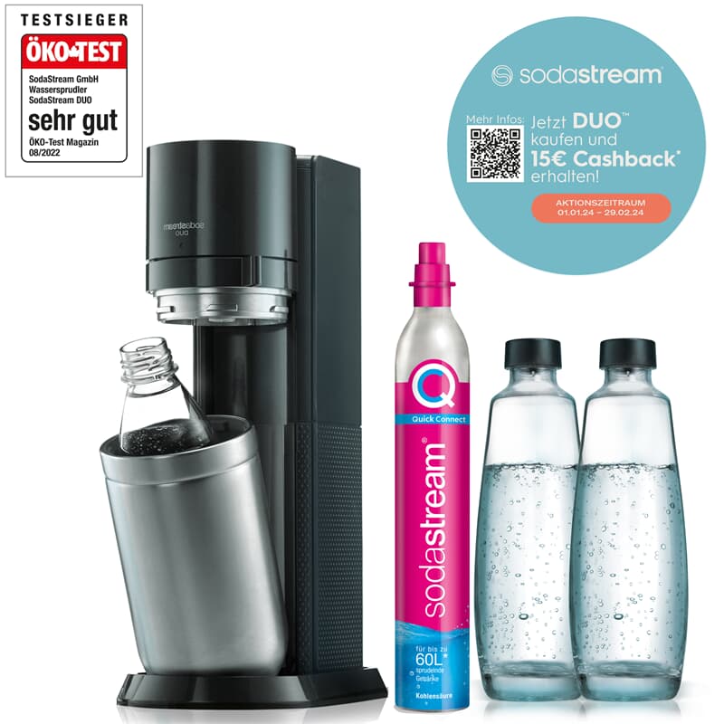 SodaStream mit 1 Titan Karaffen Vorteilspack Wassersprudler DUO 2 PET-Flasche &