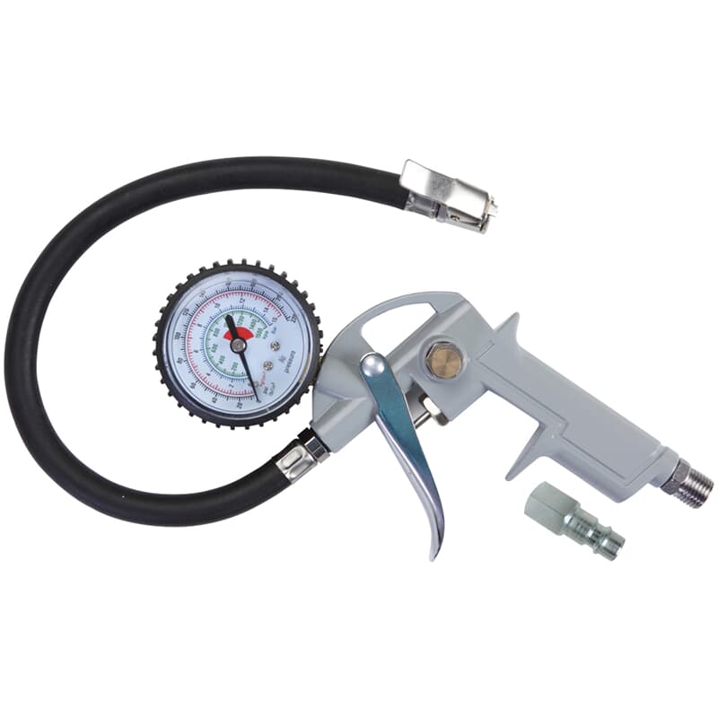 JCB Druckluft Reifenfüller Alu-Druckguß 0-10 Bar mit Manometer &  Schnellkupplung Lefeld Werkzeug