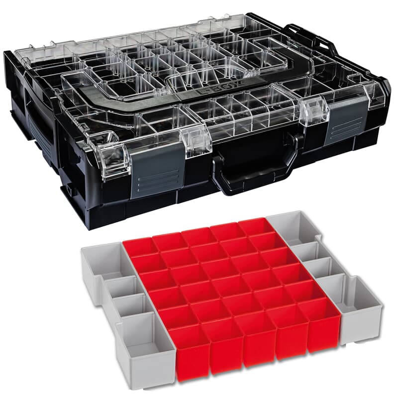 Sortimo Systemkoffer L-Boxx 102 schwarz mit transparentem Deckel +  Insetboxen A3 Lefeld Werkzeug