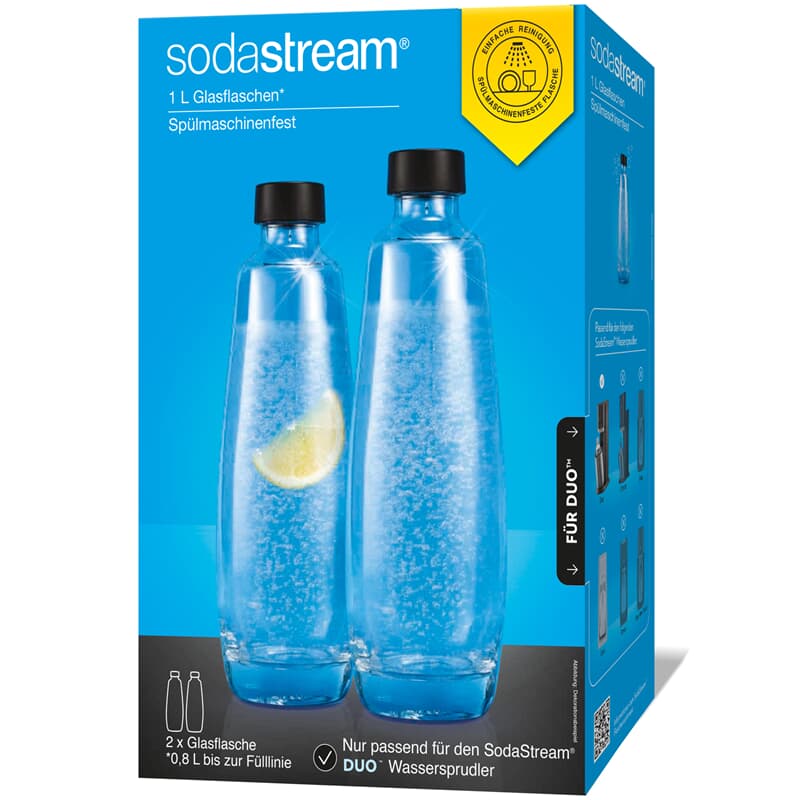 SodaStream Twinpack Liter, Schwarz, DUO-Glasflaschen, in 1 Karaffen 2