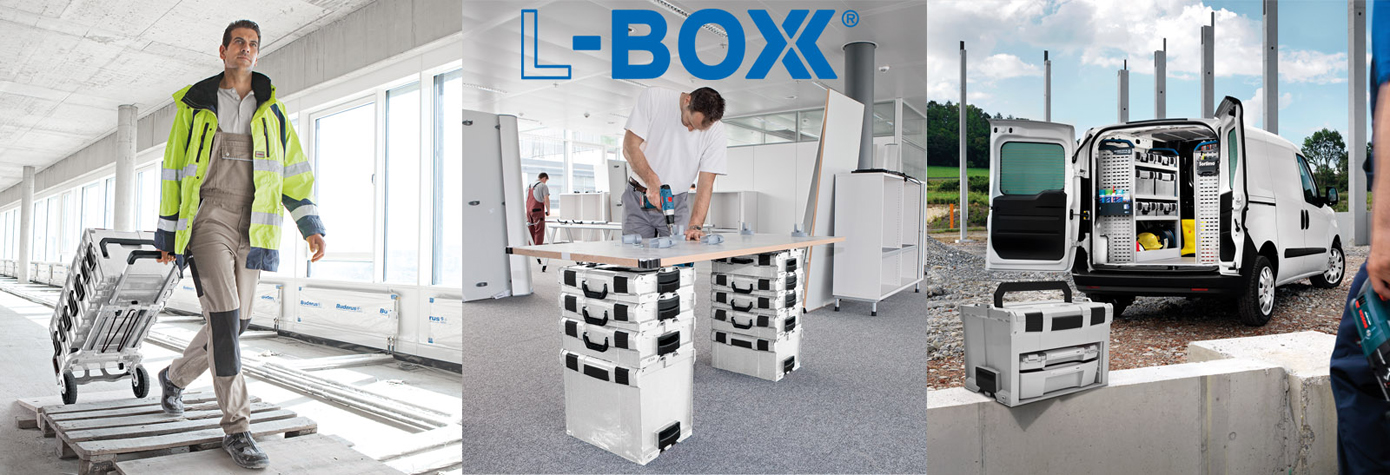 Sortimo Systemkoffer L-Boxx 102 Ozeanblau, transparenter Deckel + Insetboxen G3 Banner